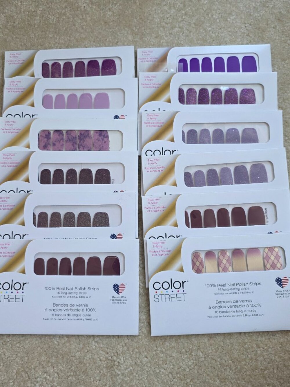 One dozen Color Street sets -- Shades of Purple (NWT)